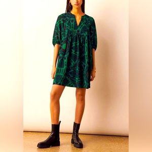 ba&sh Cleo mini dress with ikat print in green